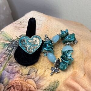 Turquoise Heart Bracelet with Silver Accents